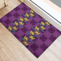 Hawaii Waikiki King Rubber Doormat Purple Quilt With Pua Manu LT05 - Polynesian Pride