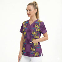 Hawaii Waikiki King Scrub Top Purple Quilt With Pua Manu LT05 - Polynesian Pride