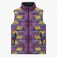 Hawaii Waikiki King Sleeveless Puffer Jacket Purple Quilt With Pua Manu LT05 Unisex Purple - Polynesian Pride