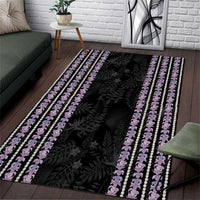 Hawaii Queen Liliuokalani Area Rug Hawaiian Lei Pua Kalaunu LT05 Black - Polynesian Pride