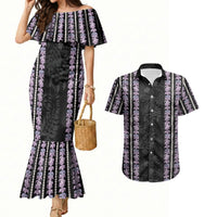 Hawaii Queen Liliuokalani Couples Matching Mermaid Dress and Hawaiian Shirt Hawaiian Lei Pua Kalaunu LT05 Black - Polynesian Pride