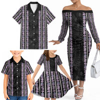 Hawaii Queen Liliuokalani Family Matching Off The Shoulder Long Sleeve Dress and Hawaiian Shirt Hawaiian Lei Pua Kalaunu LT05 - Polynesian Pride