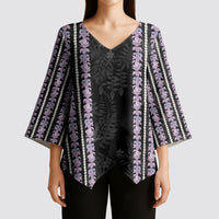 Hawaii Queen Liliuokalani Kimono Sleeve Blouse Hawaiian Lei Pua Kalaunu LT05 - Polynesian Pride