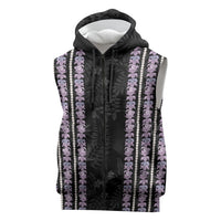 Hawaii Queen Liliuokalani Sleeveless Zip Hoodie Hawaiian Lei Pua Kalaunu LT05 Black - Polynesian Pride
