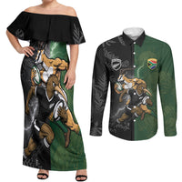 Custom South Africa And New Zealand Couples Matching Off Shoulder Maxi Dress and Long Sleeve Button Shirt Springboks And Kiwis Rugby Rivalry