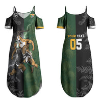 Custom South Africa And New Zealand Couples Matching Summer Maxi Dress and Long Sleeve Button Shirt Springboks And Kiwis Rugby Rivalry