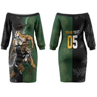Custom South Africa And New Zealand Family Matching Off The Shoulder Long Sleeve Dress and Hawaiian Shirt Springboks And Kiwis Rugby Rivalry