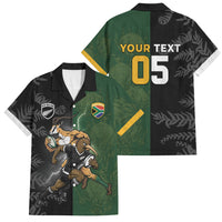 Custom South Africa And New Zealand Family Matching Off The Shoulder Long Sleeve Dress and Hawaiian Shirt Springboks And Kiwis Rugby Rivalry