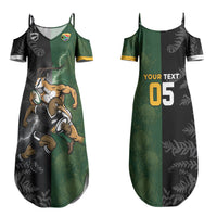 Custom South Africa And New Zealand Family Matching Summer Maxi Dress and Hawaiian Shirt Springboks And Kiwis Rugby Rivalry