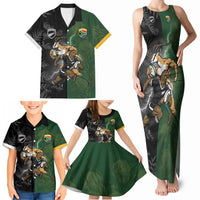 Custom South Africa And New Zealand Family Matching Tank Maxi Dress and Hawaiian Shirt Springboks And Kiwis Rugby Rivalry