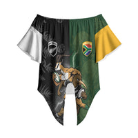 Custom South Africa And New Zealand Off Shoulder Wrap Waist Top Springboks And Kiwis Rugby Rivalry