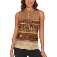 Polynesian Princess Inspired Cosplay Costume Women Sleeveless Polo Shirt Traditional Tapa Pattern