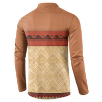 Island Elder Inspired Costume Button Sweatshirt Polynesian Tribal Pattern
