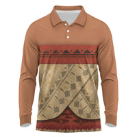 Island Elder Inspired Costume Long Sleeve Polo Shirt Polynesian Tribal Pattern