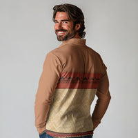 Island Elder Inspired Costume Long Sleeve Polo Shirt Polynesian Tribal Pattern
