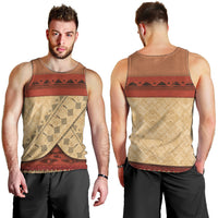 Island Elder Inspired Costume Men Tank Top Polynesian Tribal Pattern