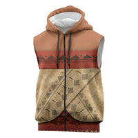 Island Elder Inspired Costume Sleeveless Zip Hoodie Polynesian Tribal Pattern