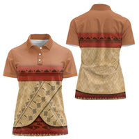Island Elder Inspired Costume Women Polo Shirt Polynesian Tribal Pattern