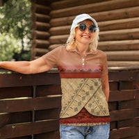 Island Elder Inspired Costume Women Polo Shirt Polynesian Tribal Pattern