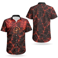 Lava Monster Costume Couples Matching Puletasi and Hawaiian Shirt Fiery Lava Spiral