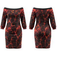 Lava Monster Costume Family Matching Off The Shoulder Long Sleeve Dress and Hawaiian Shirt Fiery Lava Spiral