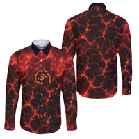 Lava Monster Costume Family Matching Off The Shoulder Long Sleeve Dress and Hawaiian Shirt Fiery Lava Spiral