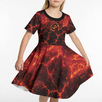 Lava Monster Costume Kid Short Sleeve Dress Fiery Lava Spiral