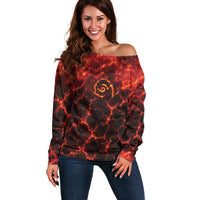 Lava Monster Costume Off Shoulder Sweater Fiery Lava Spiral