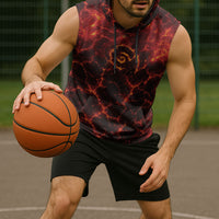 Lava Monster Costume Sleeveless Hoodie Fiery Lava Spiral