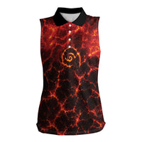 Lava Monster Costume Women Sleeveless Polo Shirt Fiery Lava Spiral