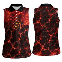 Lava Monster Costume Women Sleeveless Polo Shirt Fiery Lava Spiral