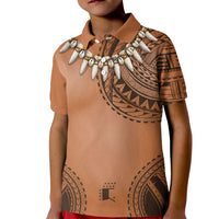 Polynesian Chief Inspired Costume Kid Polo Shirt Tribal Pattern With Tooth Necklace
