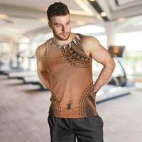 Polynesian Chief Inspired Costume Men Tank Top Tribal Pattern With Tooth Necklace