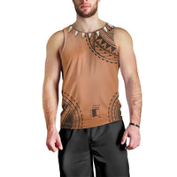 Polynesian Chief Inspired Costume Men Tank Top Tribal Pattern With Tooth Necklace