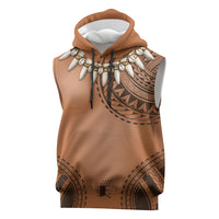 Polynesian Chief Inspired Costume Sleeveless Hoodie Tribal Pattern With Tooth Necklace
