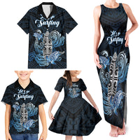 Personalised Polynesia Go Surfing Family Matching Tank Maxi Dress and Hawaiian Shirt The Pacific Wave Of Water LT05 - Polynesian Pride