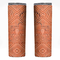 Personalised Lapita Culture Skinny Tumbler Iconic Double Face Pattern LT05 Brown - Polynesian Pride