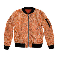 Personalised Lapita Culture Sleeve Zip Bomber Jacket Iconic Double Face Pattern LT05 Unisex Brown - Polynesian Pride