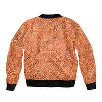 Personalised Lapita Culture Sleeve Zip Bomber Jacket Iconic Double Face Pattern LT05 - Polynesian Pride
