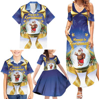 Samoa Christmas Family Matching Summer Maxi Dress and Hawaiian Shirt Snow Globe With Samoan Santa - Polynesian Pride