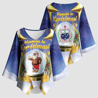 Samoa Christmas Kimono Sleeve Blouse Snow Globe With Samoan Santa - Polynesian Pride