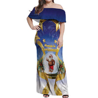 Samoa Christmas Off Shoulder Maxi Dress Snow Globe With Samoan Santa - Polynesian Pride