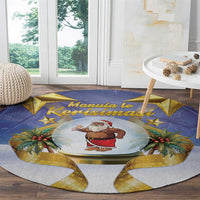 Samoa Christmas Round Carpet Snow Globe With Samoan Santa - Polynesian Pride