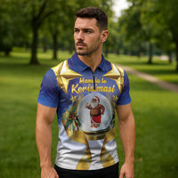 Samoa Christmas Zipper Polo Shirt Snow Globe With Samoan Santa - Polynesian Pride