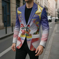 American Samoa Christmas Blazer Seashell Santa Beach Vibes - Polynesian Pride