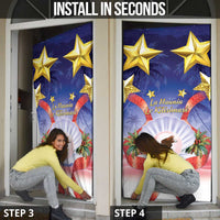 American Samoa Christmas Door Cover Seashell Santa Beach Vibes - Polynesian Pride