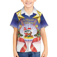 American Samoa Christmas Family Matching Off The Shoulder Long Sleeve Dress and Hawaiian Shirt Seashell Santa Beach Vibes - Polynesian Pride