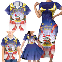 American Samoa Christmas Family Matching Short Sleeve Bodycon Dress and Hawaiian Shirt Seashell Santa Beach Vibes - Polynesian Pride