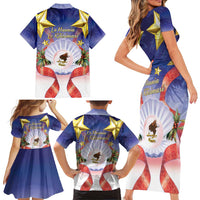 American Samoa Christmas Family Matching Short Sleeve Bodycon Dress and Hawaiian Shirt Seashell Santa Beach Vibes - Polynesian Pride