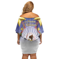 American Samoa Christmas Off Shoulder Short Dress Seashell Santa Beach Vibes - Polynesian Pride